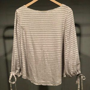 Banana Republic Grey/Silver Top with Bows on Sleeves